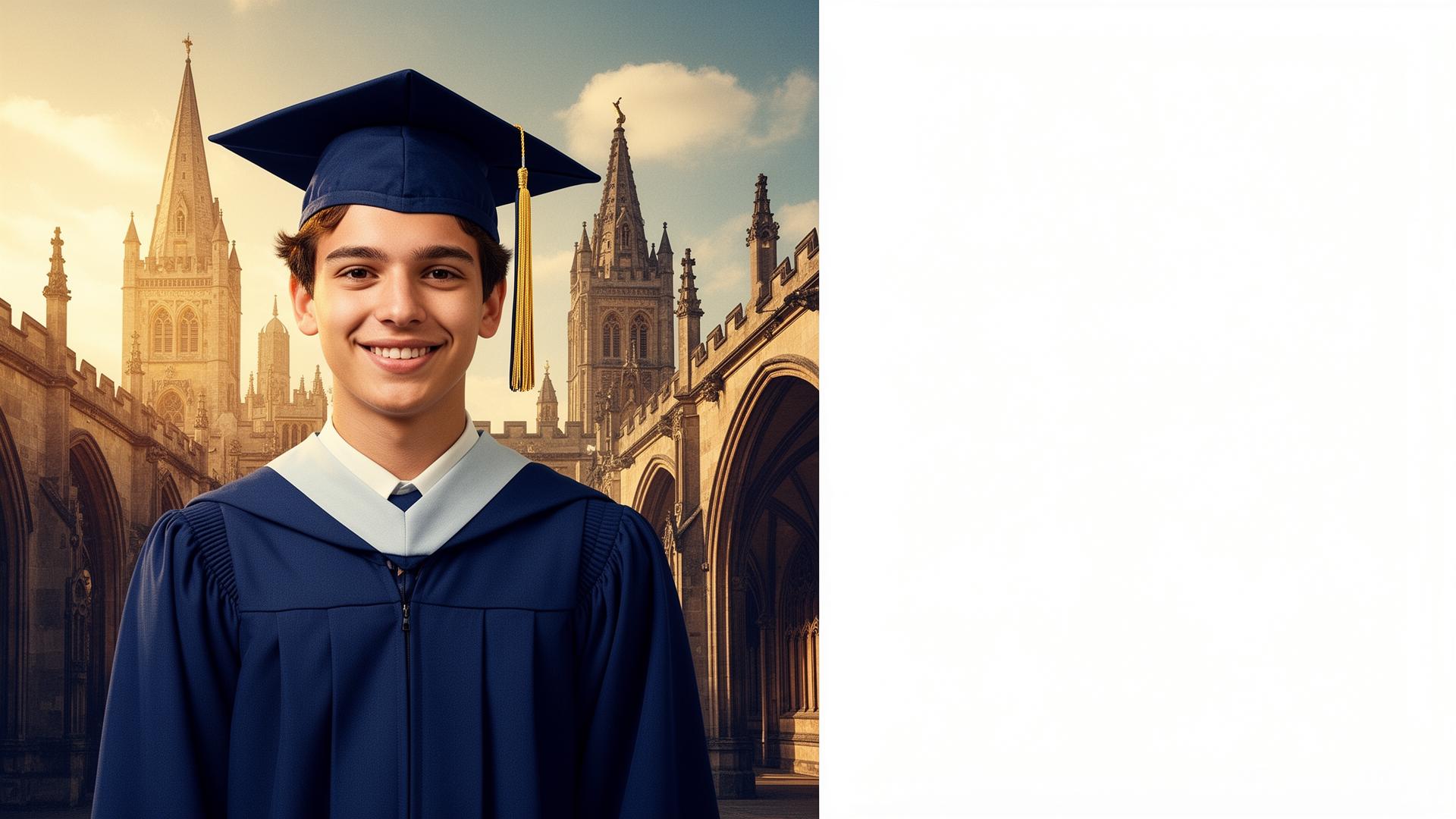 UNISEF graduate in cap and gown at a UK university